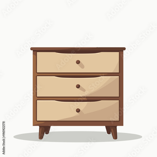wooden dresser with brown drawers and light brown legs