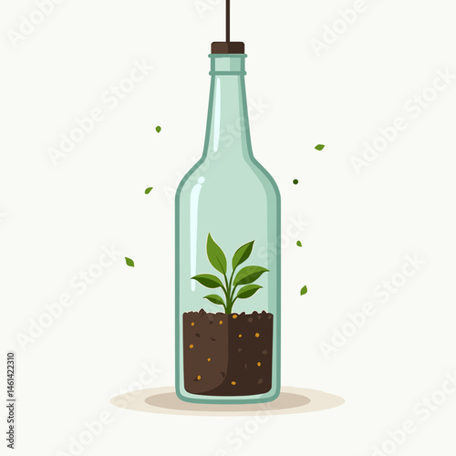 growing plant in bottle illustration