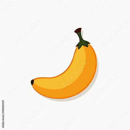 vibrant yellow banana with green stem  fresh fruit illustration