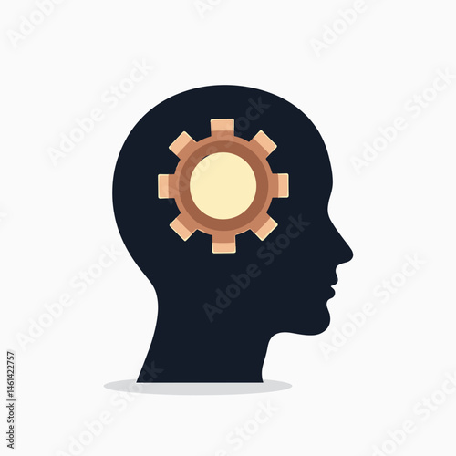 innovative thinking concept with gear inside brain illustration