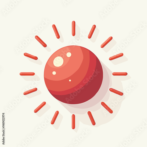vibrant red ball illuminated by sunlight with shadow effect