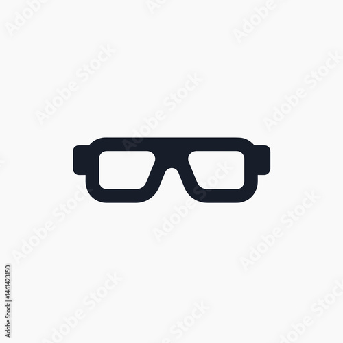 d glasses icon with black frame and white lenses