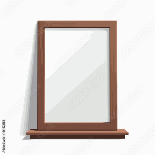 wooden framed mirror with brown frame  reflection of room in modern decor