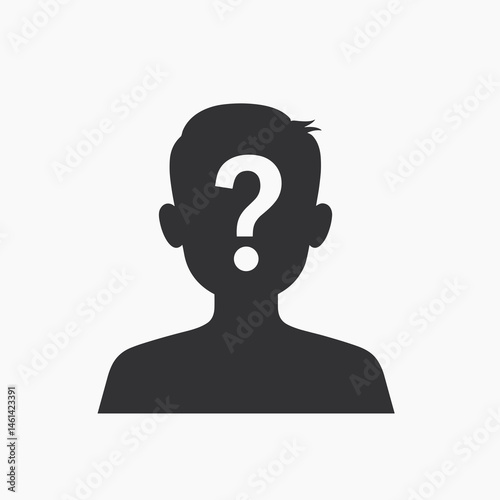 mysterious silhouette with question mark icon