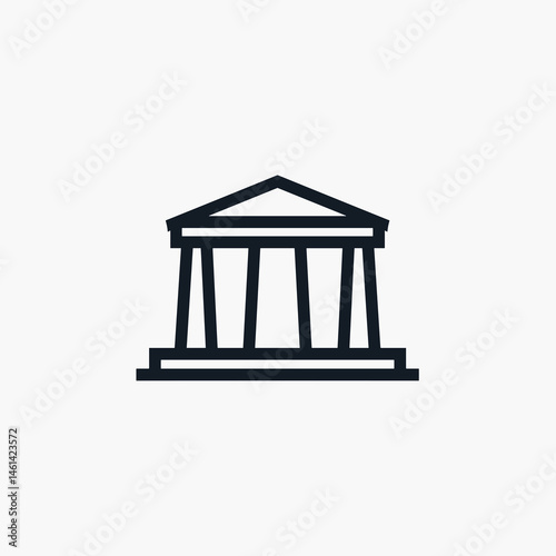 greek temple icon with blue accents  ancient architecture symbol