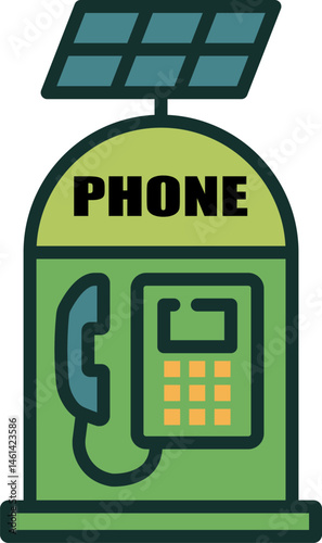 Solar powered phone booth icon with panel