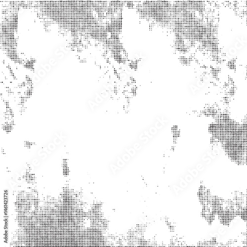 A textured grayscale of scattered dots creates an abstract surface.