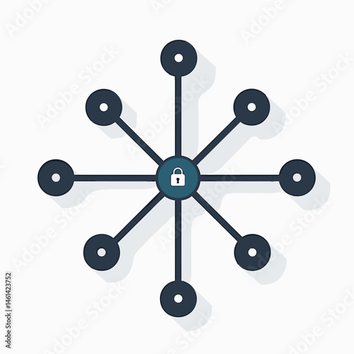 secure data network with encrypted lock icon