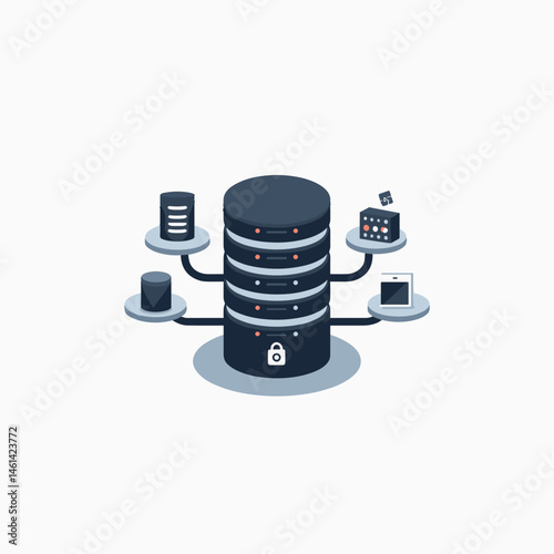 database security concept with encryption and firewall
