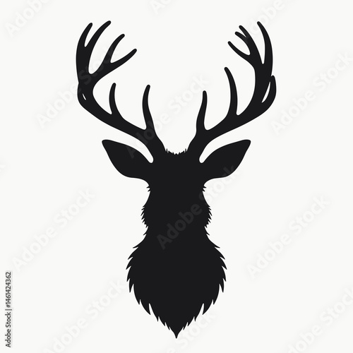 majestic antlered deer silhouette in black and white