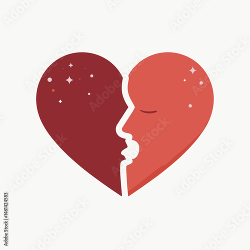 heartfelt emotions red hearts with white silhouette of couples faces