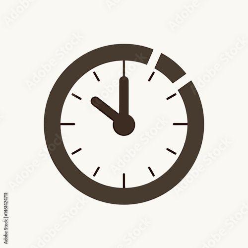 clock icon with brown border and white hands  digital time display