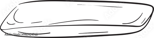 A sleek elongated shape rests on a white background.
