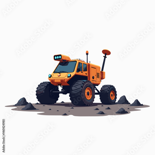 cartoon robot truck on mars exploration
