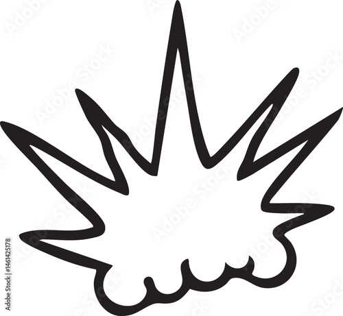 A stylized black and white crown bursts outward with radiating lines.
