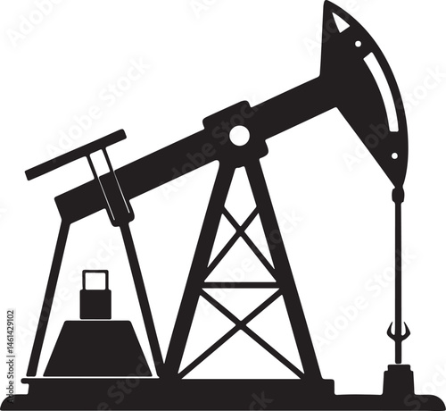 oil pump jack silhouette, black and white silhouette, vector and illustration