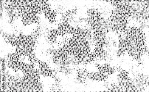 A textured white of overlapping circles dominates the