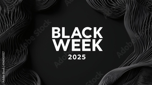 Obraz na płótnie Black Week 2025 discount background, Abstract ribbon texture around sale text, Use for advertising banners or store landing pages w salonie