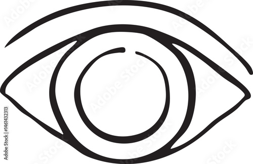 A stylized black and white eye with intricate detail.