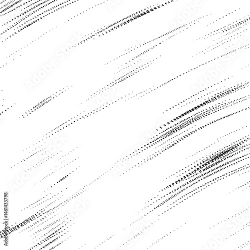 A stark white background displays a dense of intersecting dashed lines.