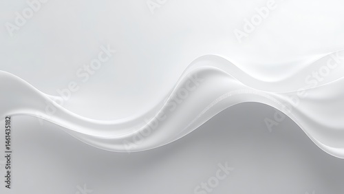 グレージュの背景に浮かぶ白いオーガンジーのウェーブ