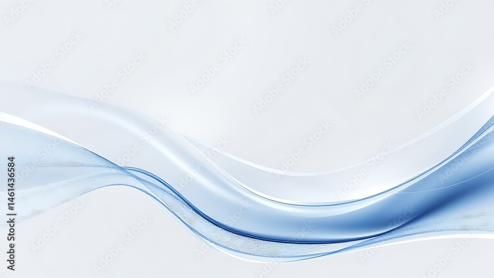 Obraz premium 青と白のオーガンジーが描く流麗なウェーブ