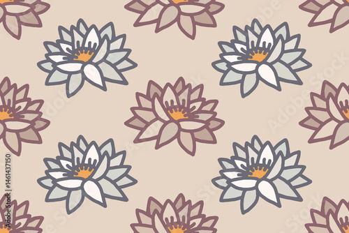 Obraz na płótnie Seamless pattern with lotus flowers. Summer floral background. w salonie