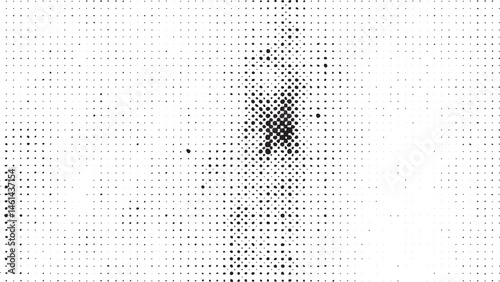 A grayscale showcases a blurred human silhouette against a textured background of numerous small dots.