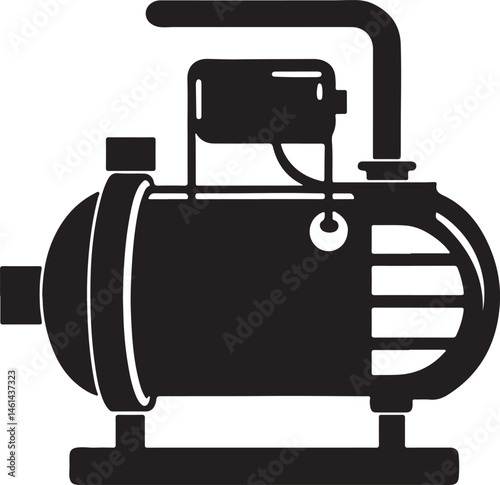 vacuum pump silhouette, black and white silhouette, vector and illustration
