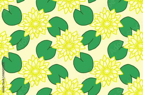 Obraz na płótnie Seamless pattern with lotus flowers. Summer floral background. w salonie