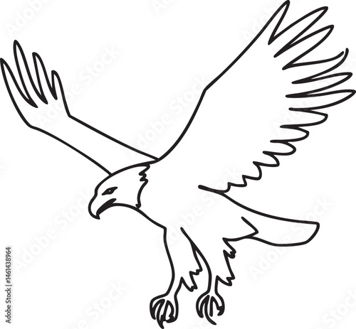 A stylized black outline depicts an eagle in mid-flight.