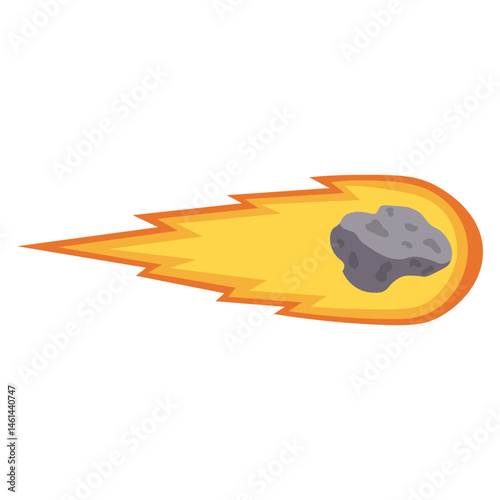 Asteroid Vector Illustration. Falling Meteor. Vector Art in Cartoon Style.
