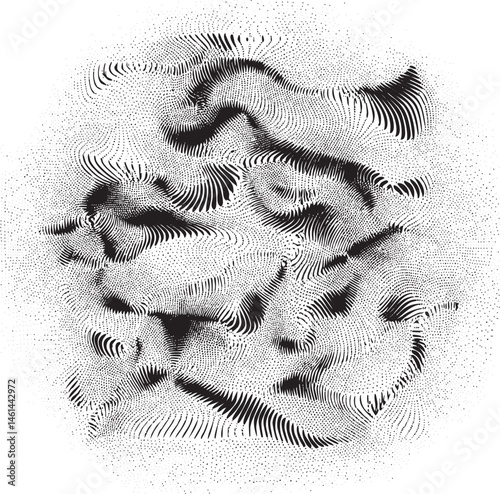 Abstract faces emerge from a swirling textured surface.