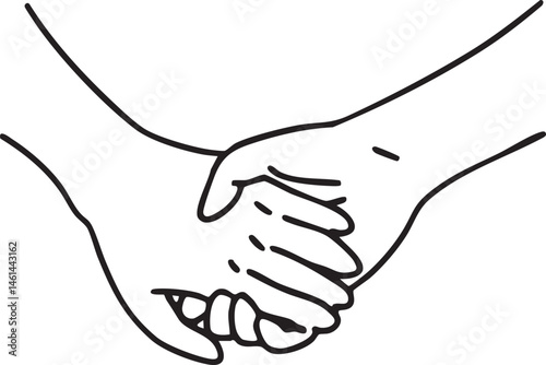 Two hands gently clasp together in a supportive connection.