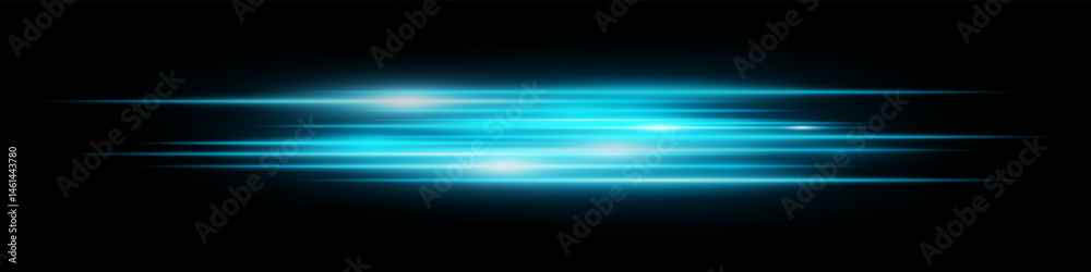 Blue horizontal blur streaks with intense glow on black. Suitable for acceleration effect, fast movement visuals, spotlight transition, energy burst, futuristic theme and speed design. Blue horizontal blur streaks with intense glow on black. Suitable for acceleration effect, fast movement visuals, spotlight transition, energy burst, futuristic theme and speed design.