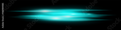 Blue horizontal blur streaks with intense glow on black. Suitable for acceleration effect, fast movement visuals, spotlight transition, energy burst, futuristic theme and speed design.