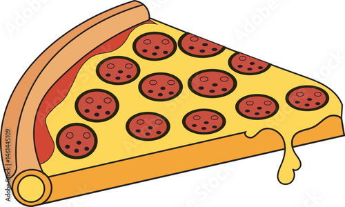 Vector illustration of delicious Italian pizza with cheese, tomato, and pepperoni