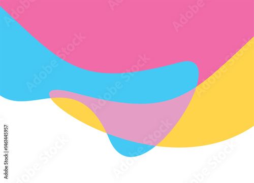 Colorful pattern of abstract shapes in pastel colors: yellow, pink, blue and turquoise. Vector background for advertising, announcements, packaging. Design element. Ice cream, marshmallow, yogurt