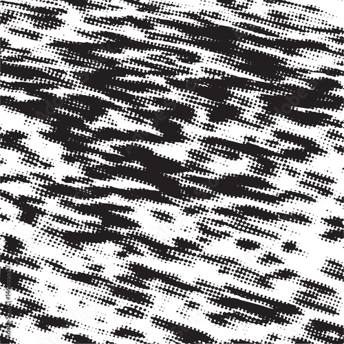 Black and white brushstrokes create a dynamic textured