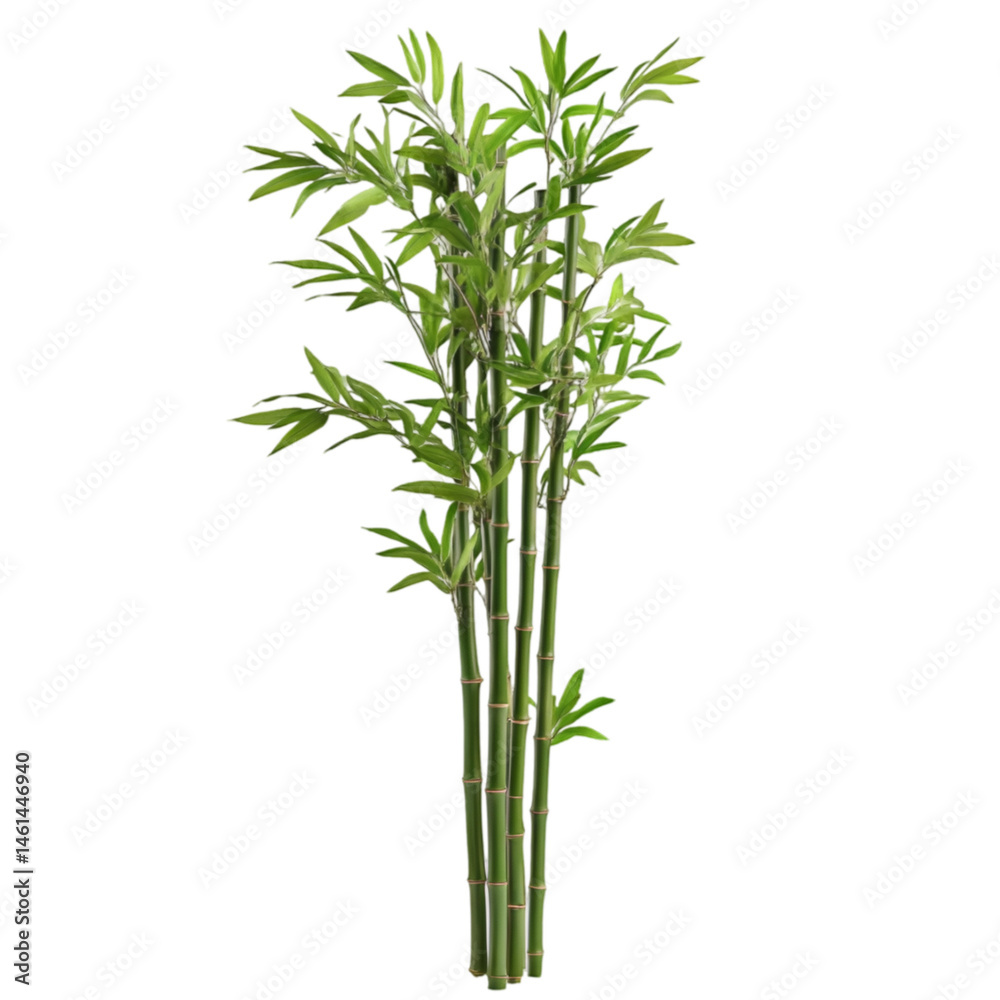 Fototapeta premium Lush Green Bamboo Plant Isolated on Black Background