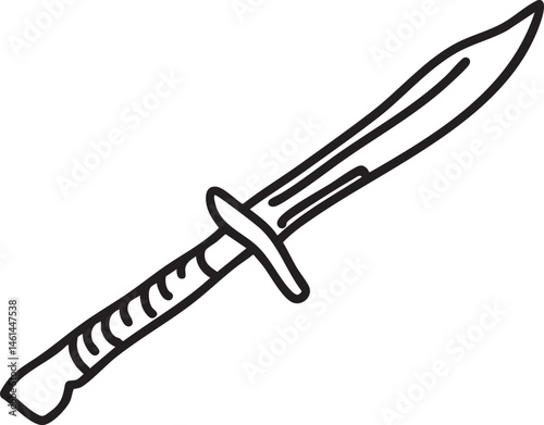 A black and white drawing showcases a sharp pointed sword.