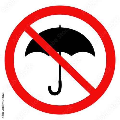 Umbrella prohibited sign. No umbrella symbol. Vector illustration design
