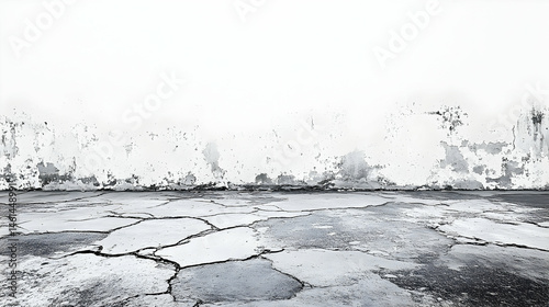 Empty room with cracked concrete floor and weathered walls.