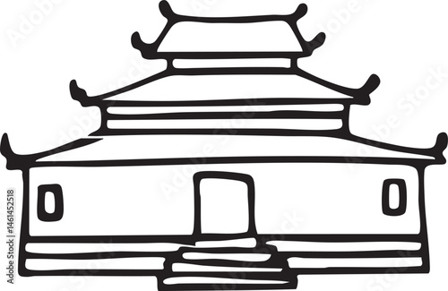 A simple elevated building with a curved roof.