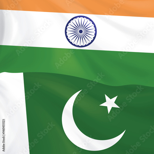 India and Pakistan Flags. Symbolic Representation of Conflict and Diplomacy
