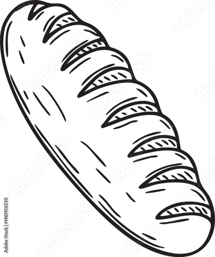 A detailed sketch of a long baguette.