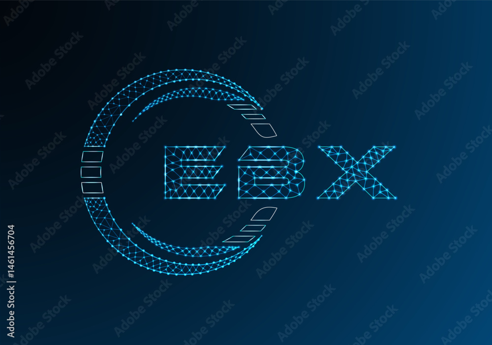 Obraz premium EBX low poly letter logo vector design. EBX lower poly logo design. Low poly logo.