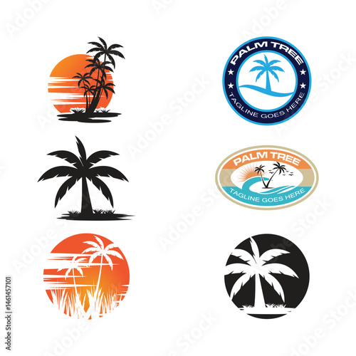 Palm tree summer logo vector icon logo character premium illustration