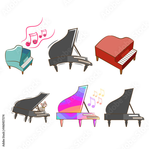 piano vector set collection graphic design vector icon logo character premium illustration