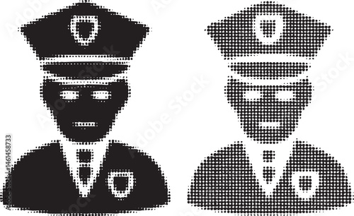Two black and white police officers stand in profile.